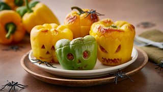 Bagte halloween-peberfrugter med fyld
