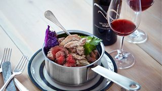 Okse-bavette med grøntsager