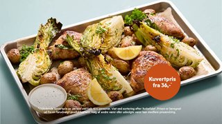 Bagt spidskål og kylling med cæsar dressing