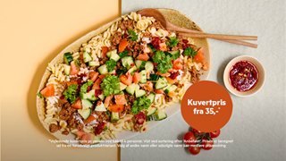 Pastasalat med tyrkisk-inspireret kødsovs
