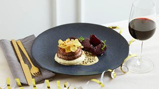 Tournedos med chips og glaserede rødbeder