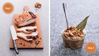 Flæskesteg og rillette af gris