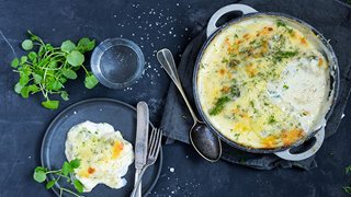 Kartoffellasagne med mørksej
