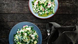 Risotto med sprød bacon og grønt