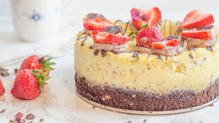 Brownie cheesecake med jordbær a la LCHF