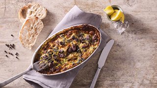 Squash gratin med røde kidneybønner