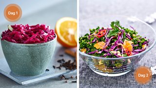 Appelsinkogt rødkål og powersalat