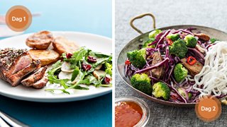 Krydrede andebryster og wok med and og kål