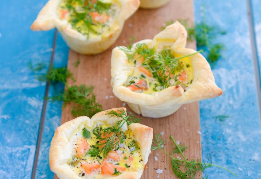 Butterdejsmuffins med laks - opskrift - nemlig.com