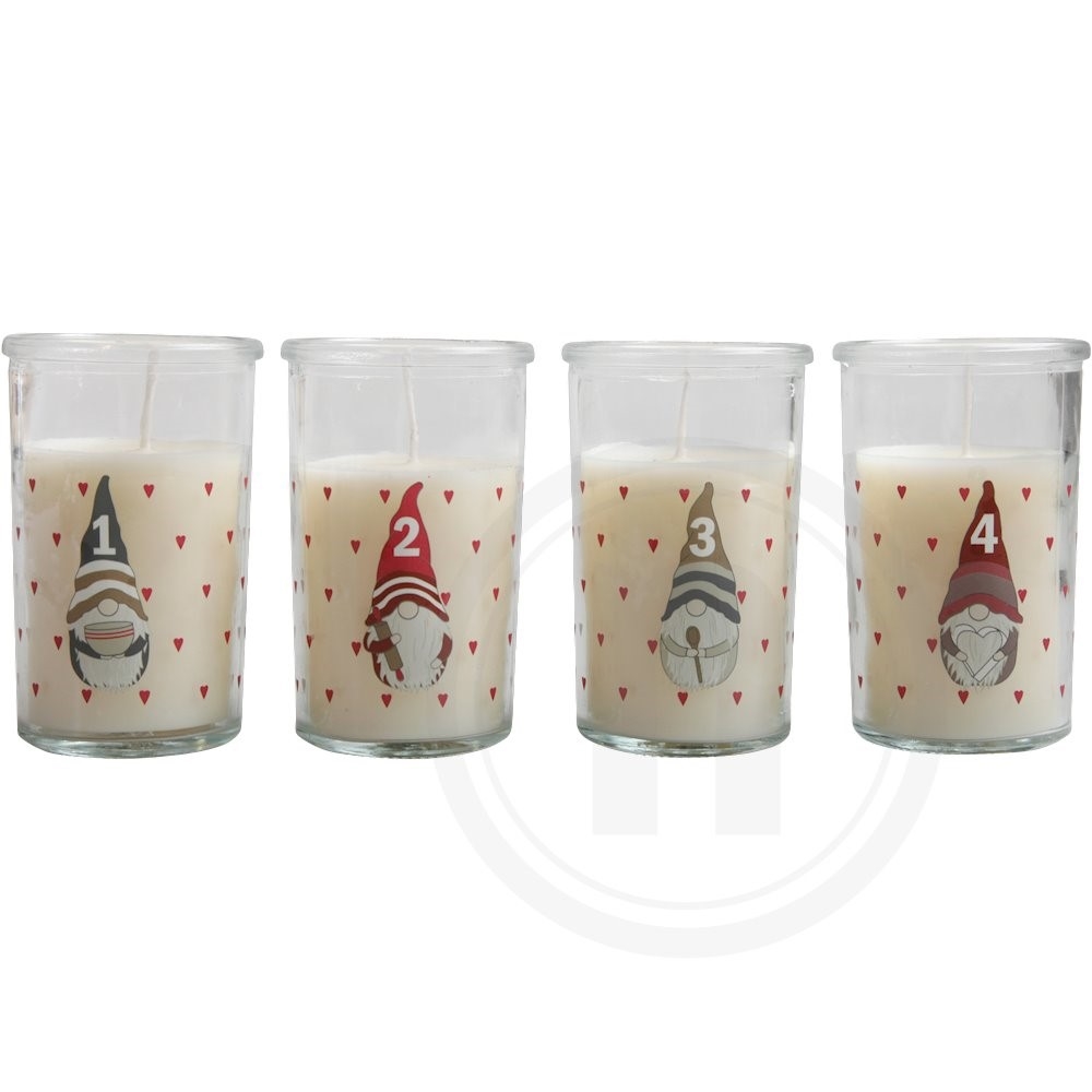 Adventslys i glas (nisse)