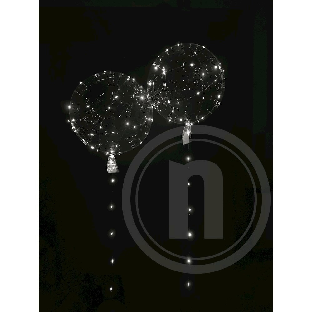 Ballon LED m. konfetti (hvid)