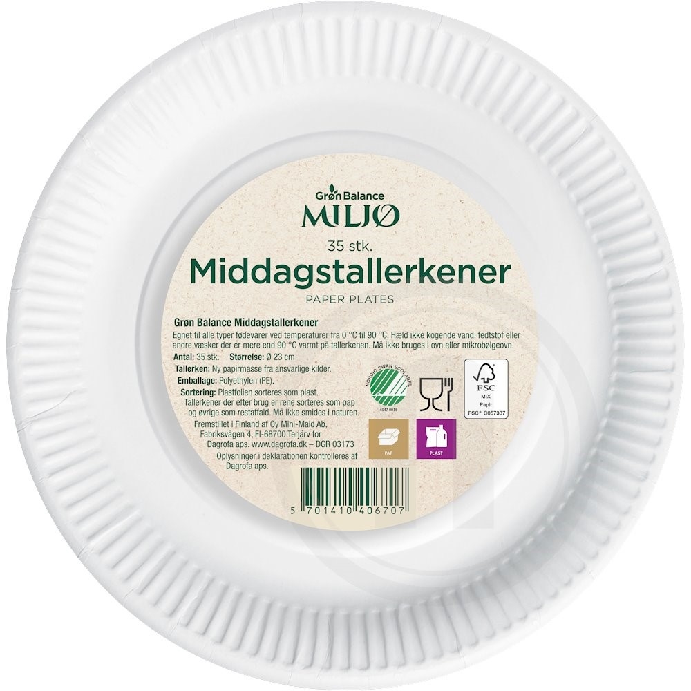 Bio engangstallerkner (pap)