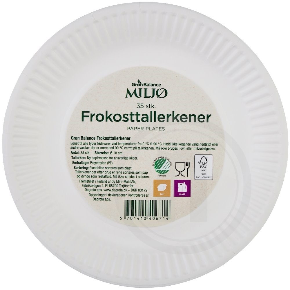 Bio engangstallerkner (pap)