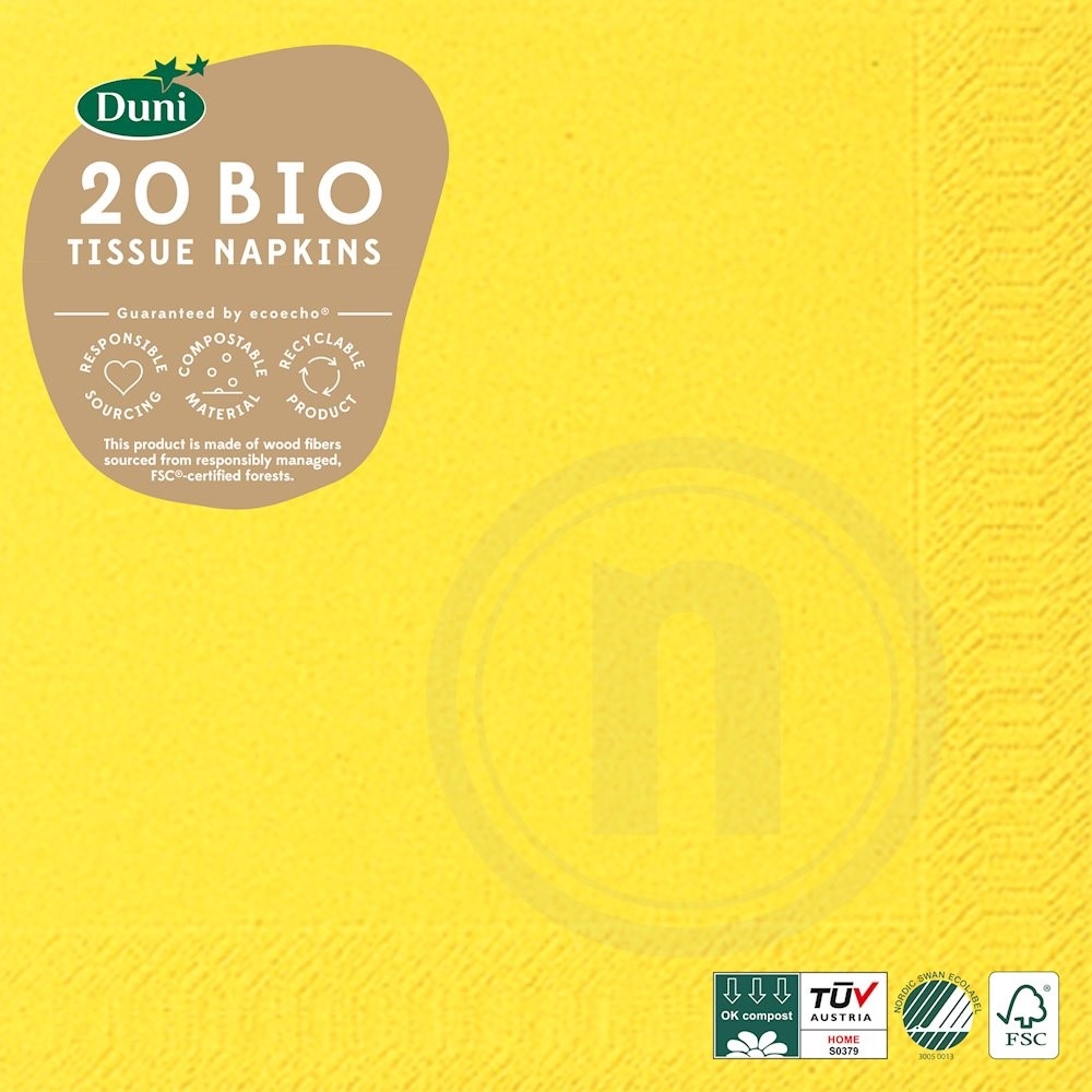 Duni Bio Serviet Gul 33x33 cm .