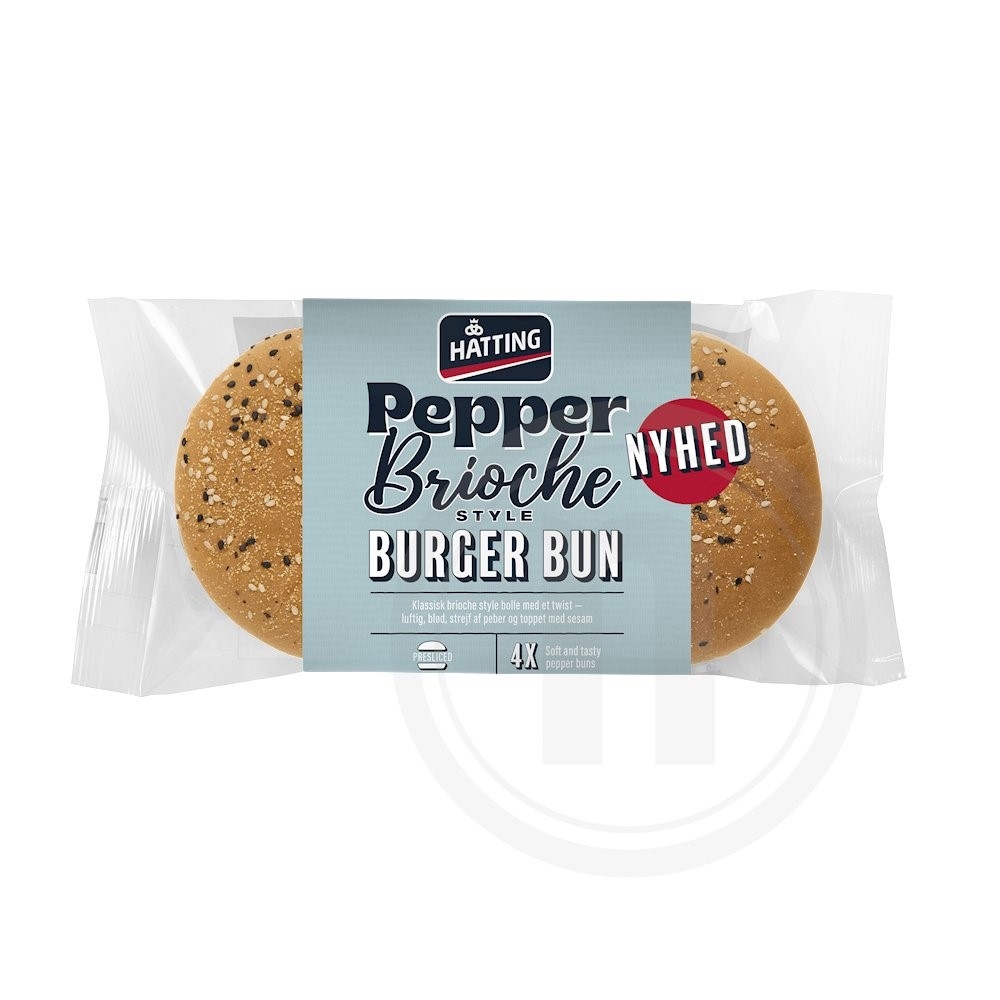 Brioche burgerboller m. peber