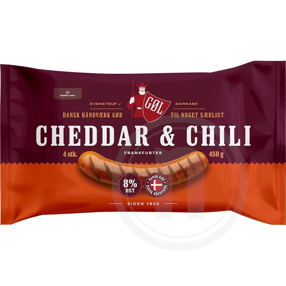 Cheddar-chili pølser