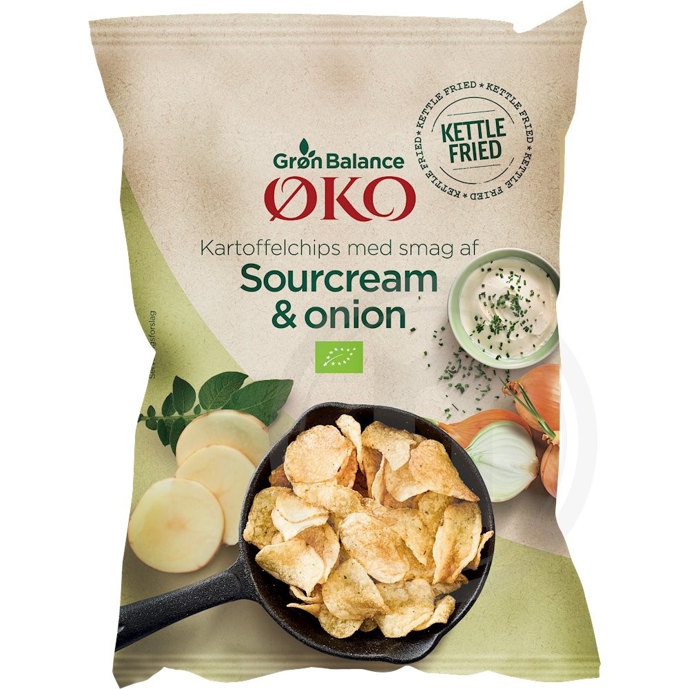 Chips m. sour cream onion øko. fra Grøn Balance Leveret med