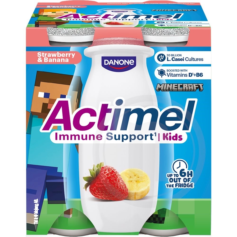 Actimel Kids Drikkeyoghurt Jordbær og Banan 4 x 100 g