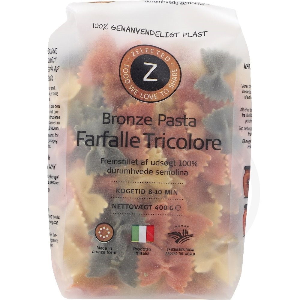 Zelected Foods Farfalle 3-farvet