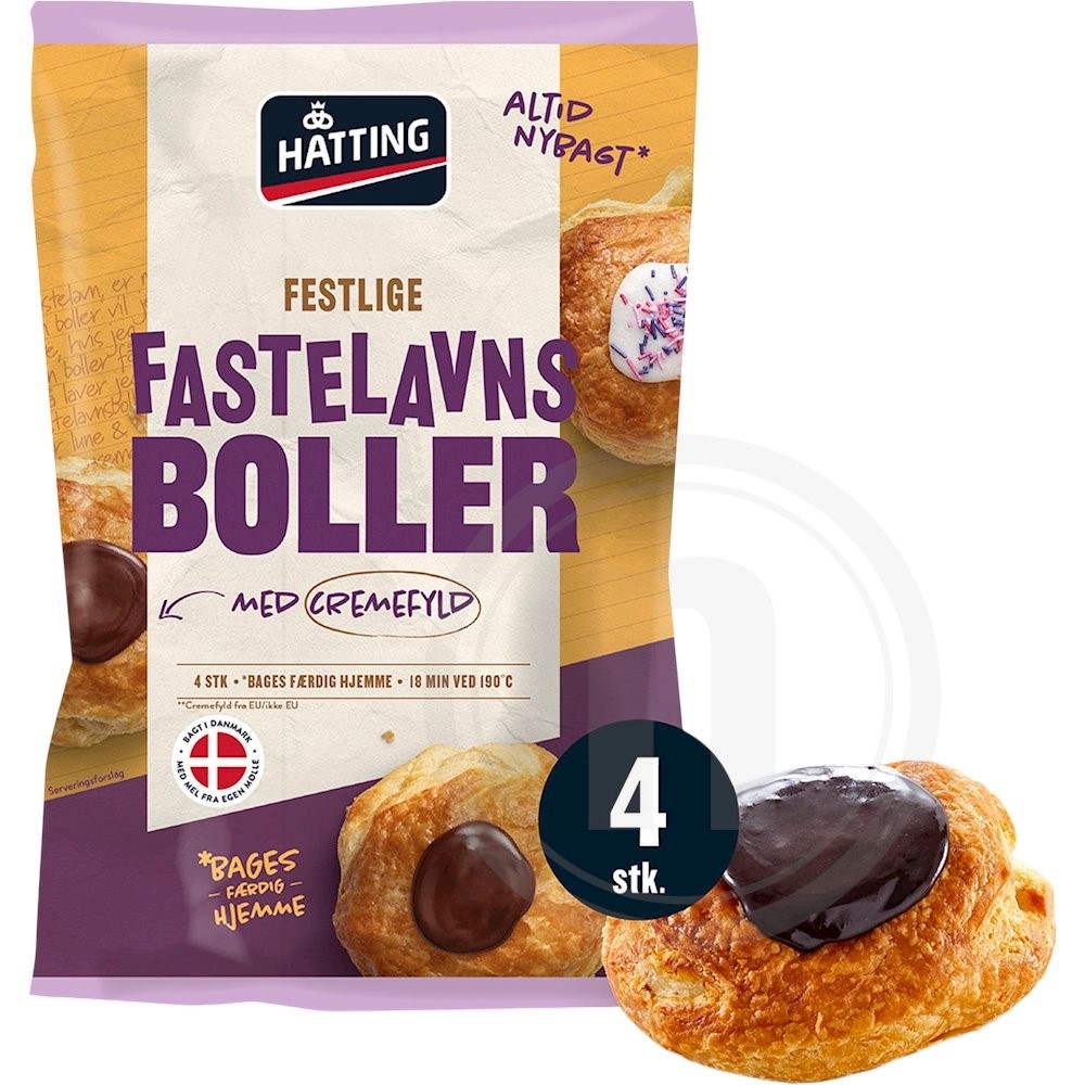 Hatting Fastelavnsboller med Cremefyld Frost .