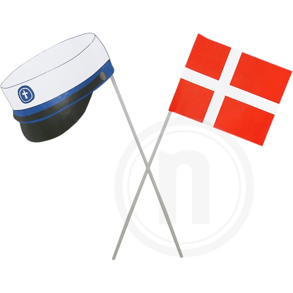 Flag og studenterhue (blå)