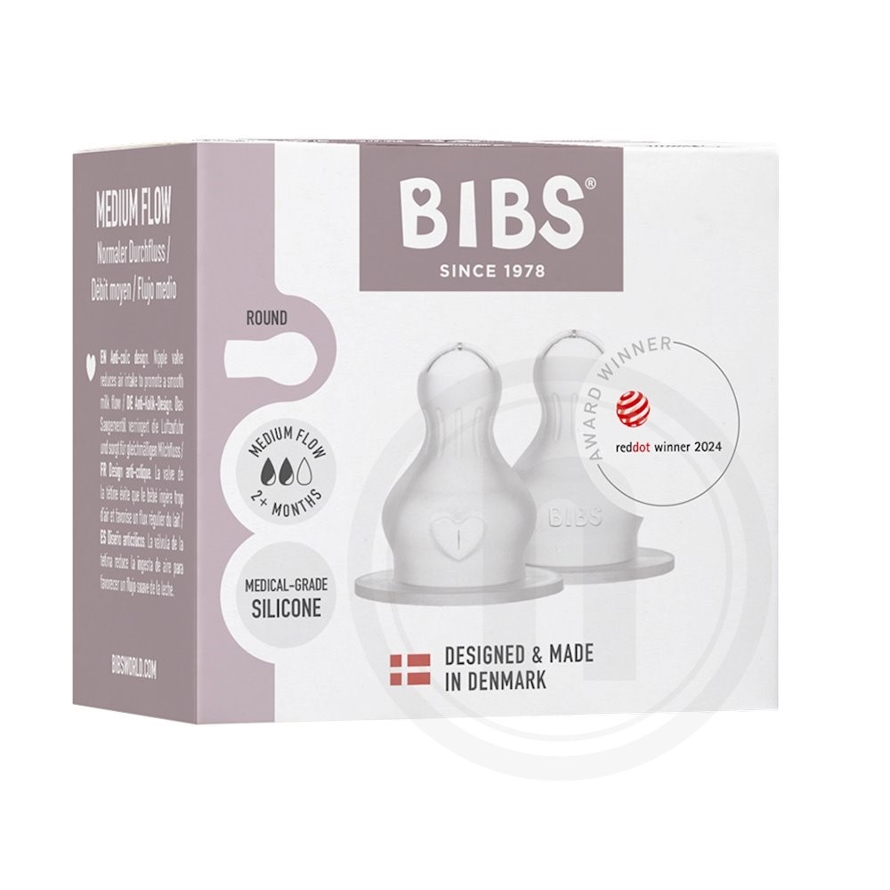 BIBS Flaskesutter Silikone Medium Flow 0+ mdr 2 stk