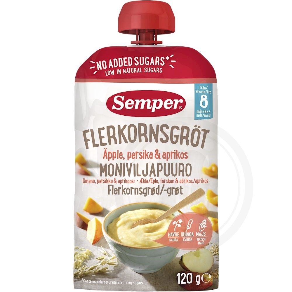 Flerkornsgrød m. æble