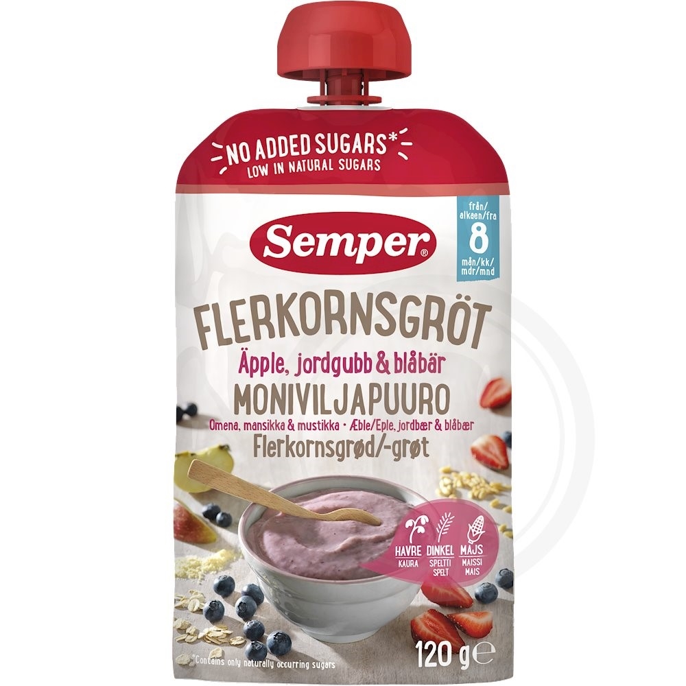 Flerkornsgrød m. blåbær