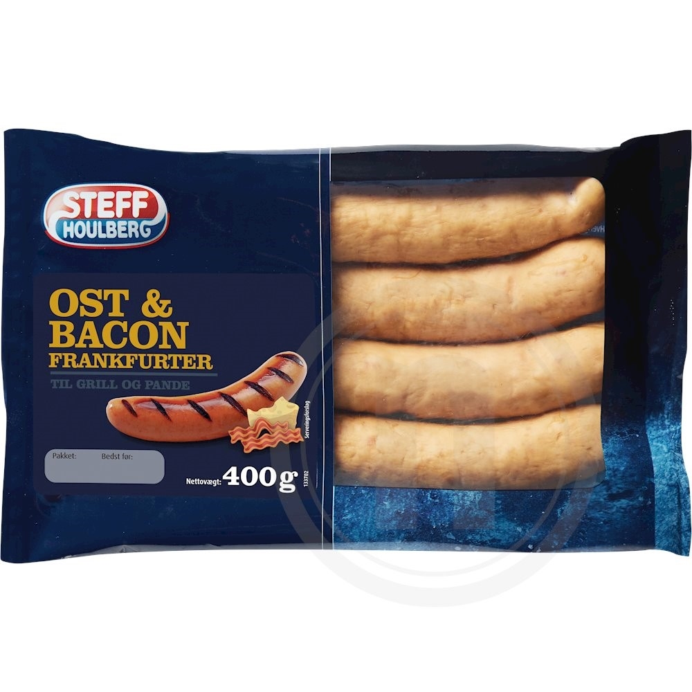 Frankfurter m. ost og bacon