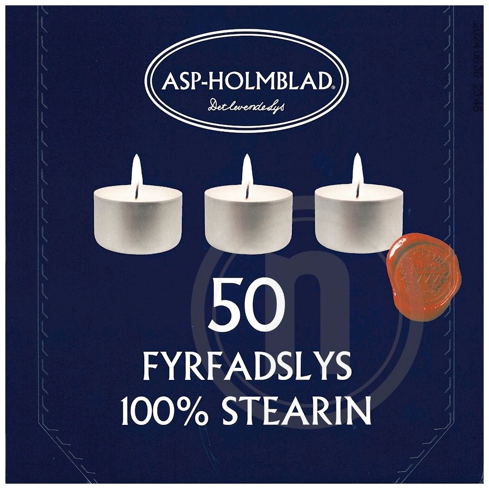 Asp-Holmblad Fyrfadslys hvid .
