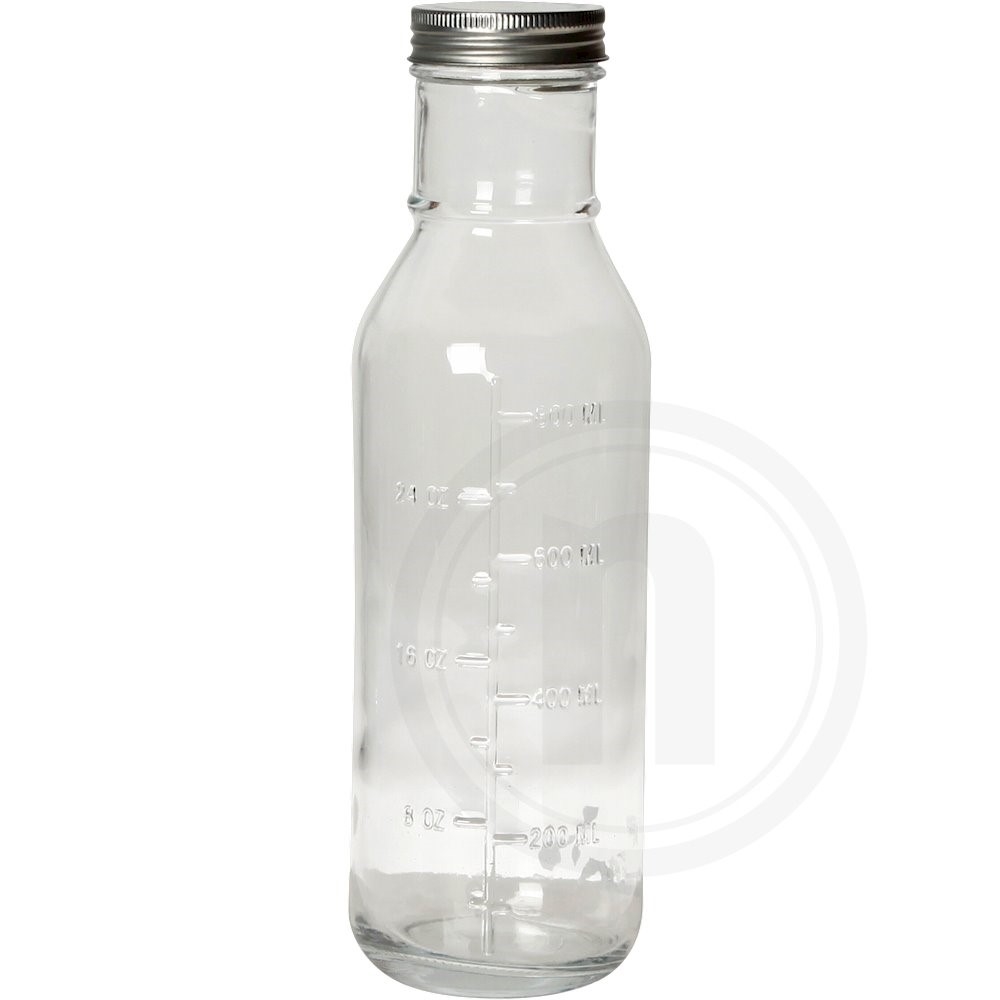 Glasflaske m. metallåg