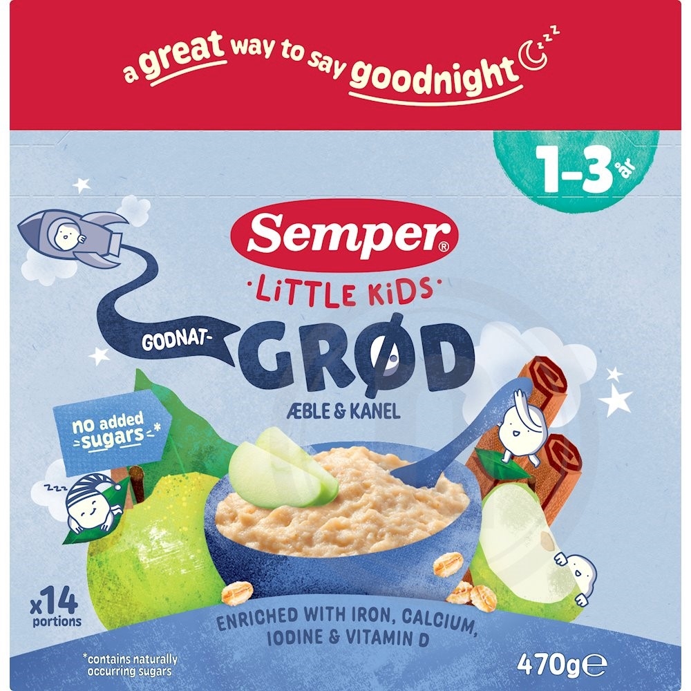 Godnatgrød m. æble og kanel