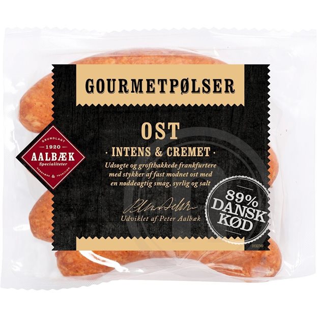 Gourmet pølser m. ost fra Aalbæk Specialiteter – Leveret med nemlig.com
