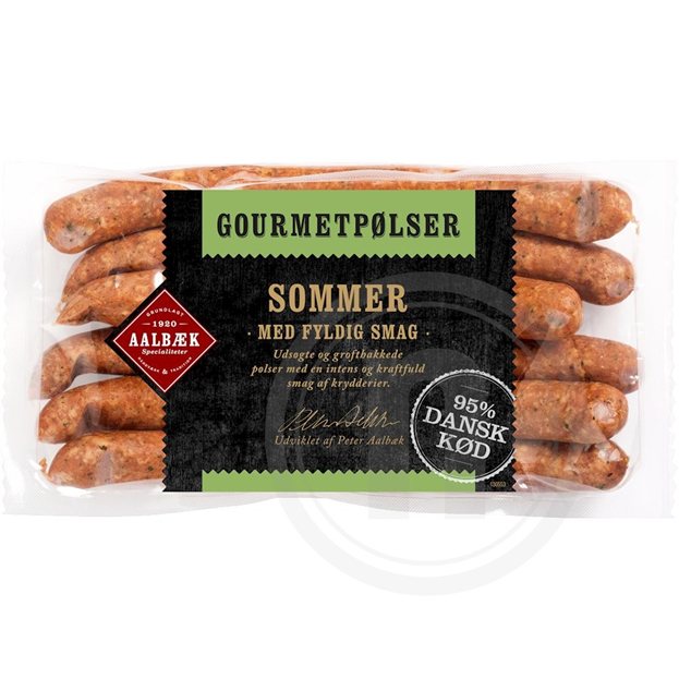 Gourmet sommer pølser fra Aalbæk Specialiteter – Leveret med nemlig.com