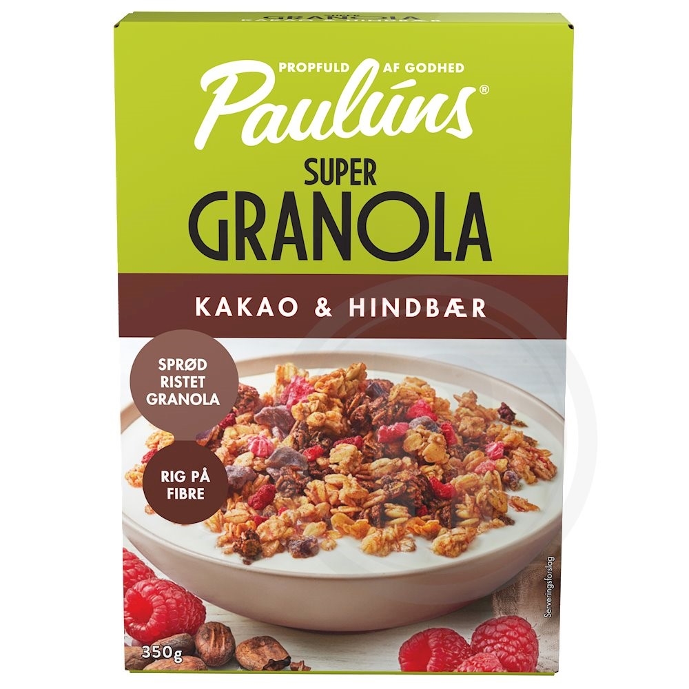 Granola m. kakao og hindbær