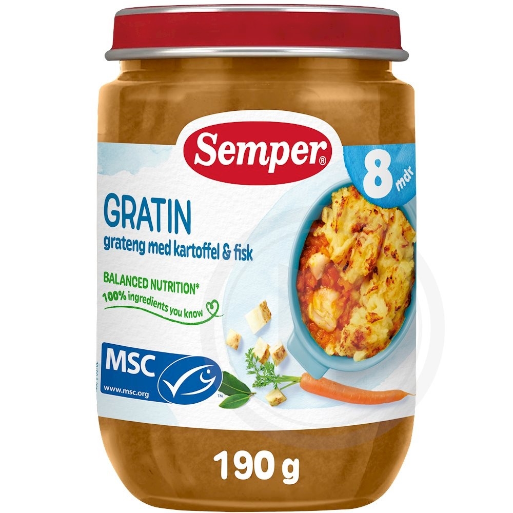 Gratin m. kartofler og fisk