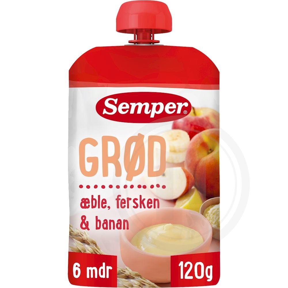 Grød m. æble og fersken