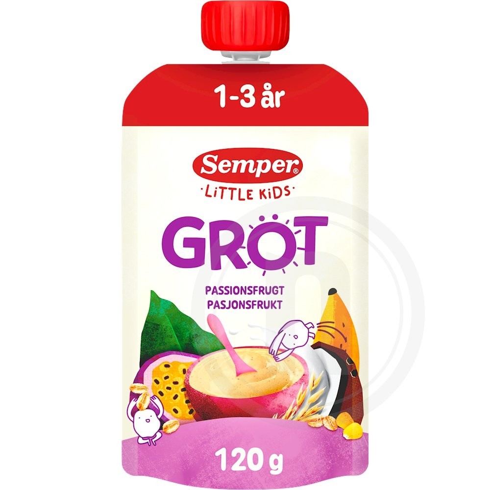 Grød m. banan og passionsfrugt
