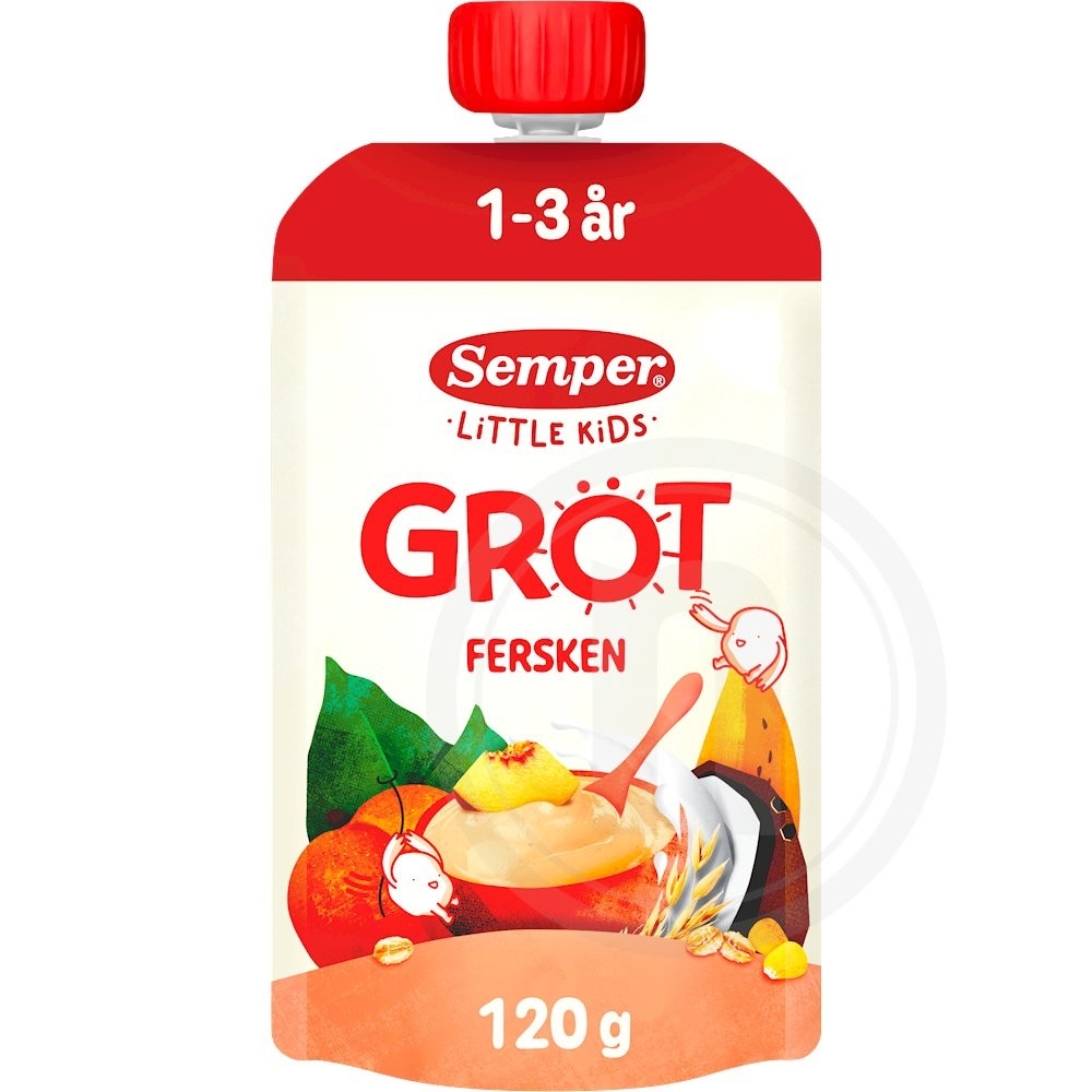 Grød m. fersken og banan