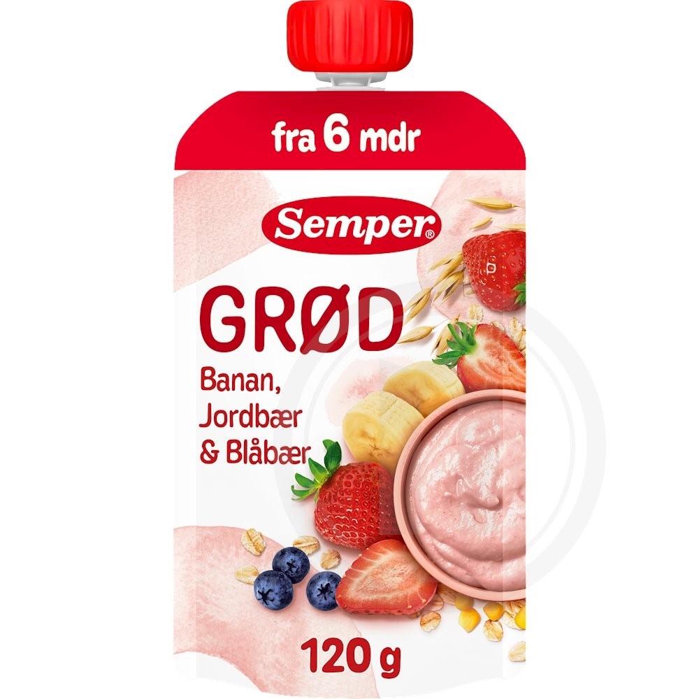 Grød m. jordbær og banan