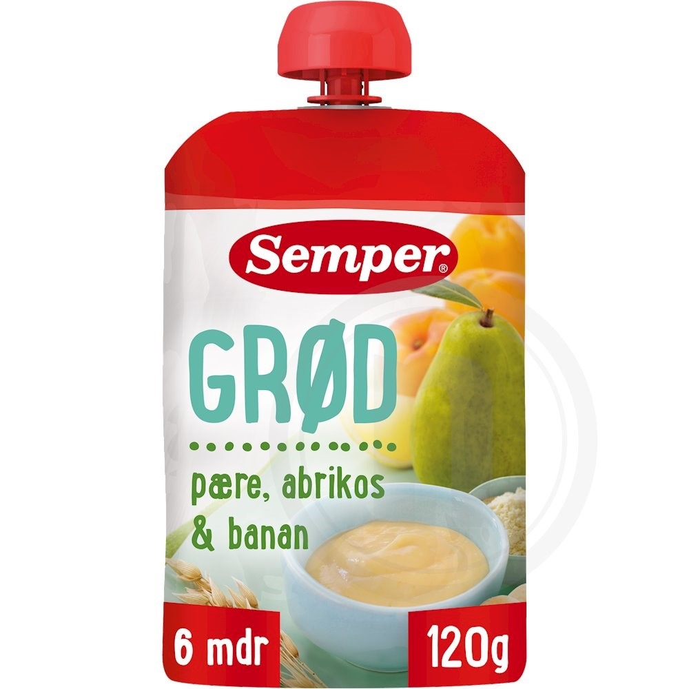 Grød m. pære, abrikos og banan