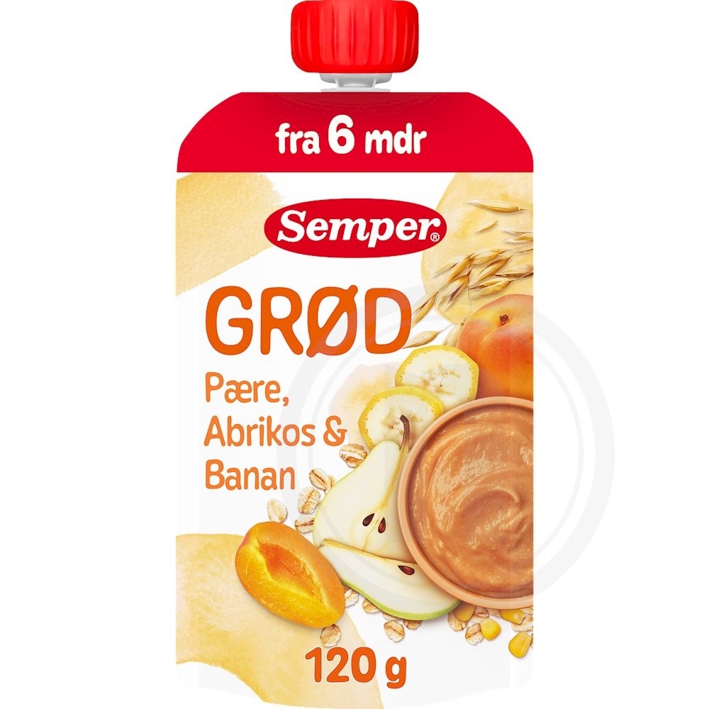 Grød m. pære, abrikos og banan