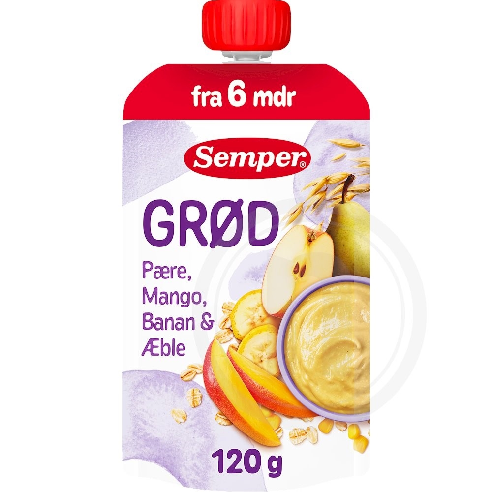 Grød m. pære og mango