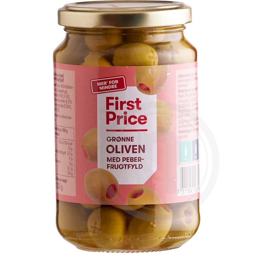 First Price Grønne oliven med peberfrugt