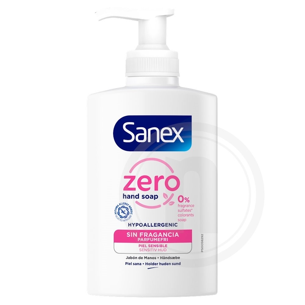 Håndsæbe (flydende), 0,25 l / parfumefri / Sanex - Zero%