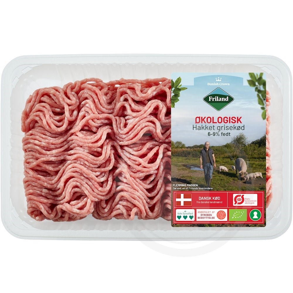 Friland Hakket Grisekød Øko. 6-9%