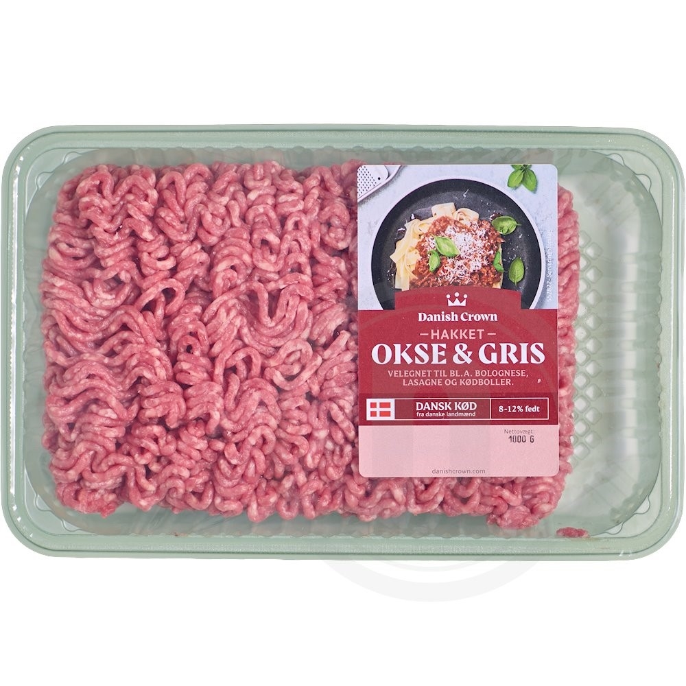 Hakket okse- og grisekød 8-12%