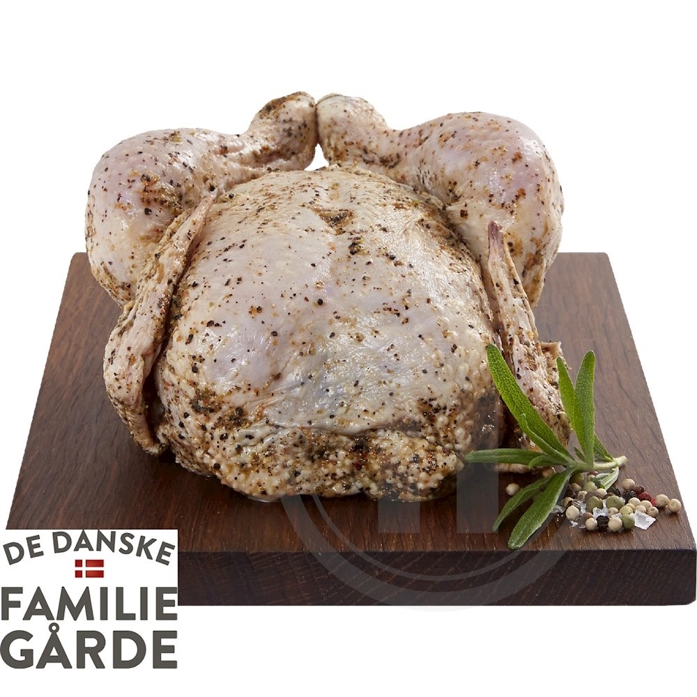 Hel gårdkylling i stegepose