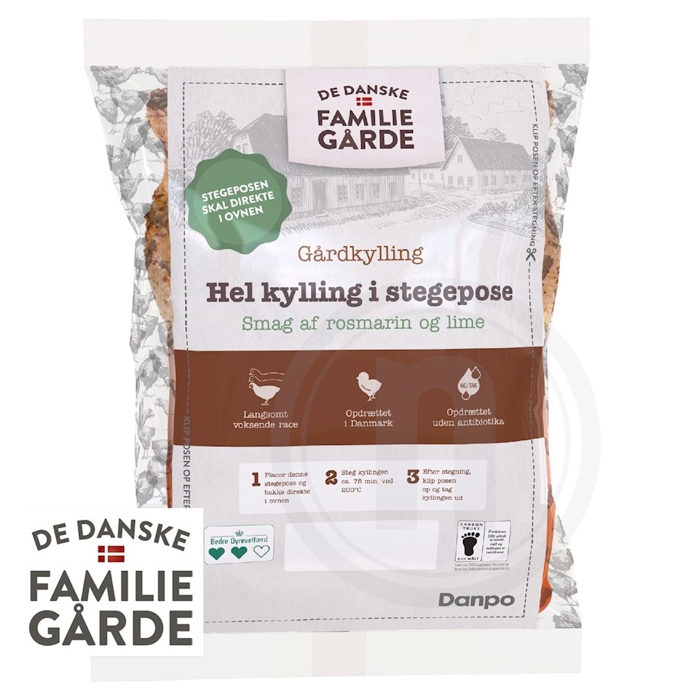 De Danske Familiegårde Hel kylling i stegepose 1,35 kg