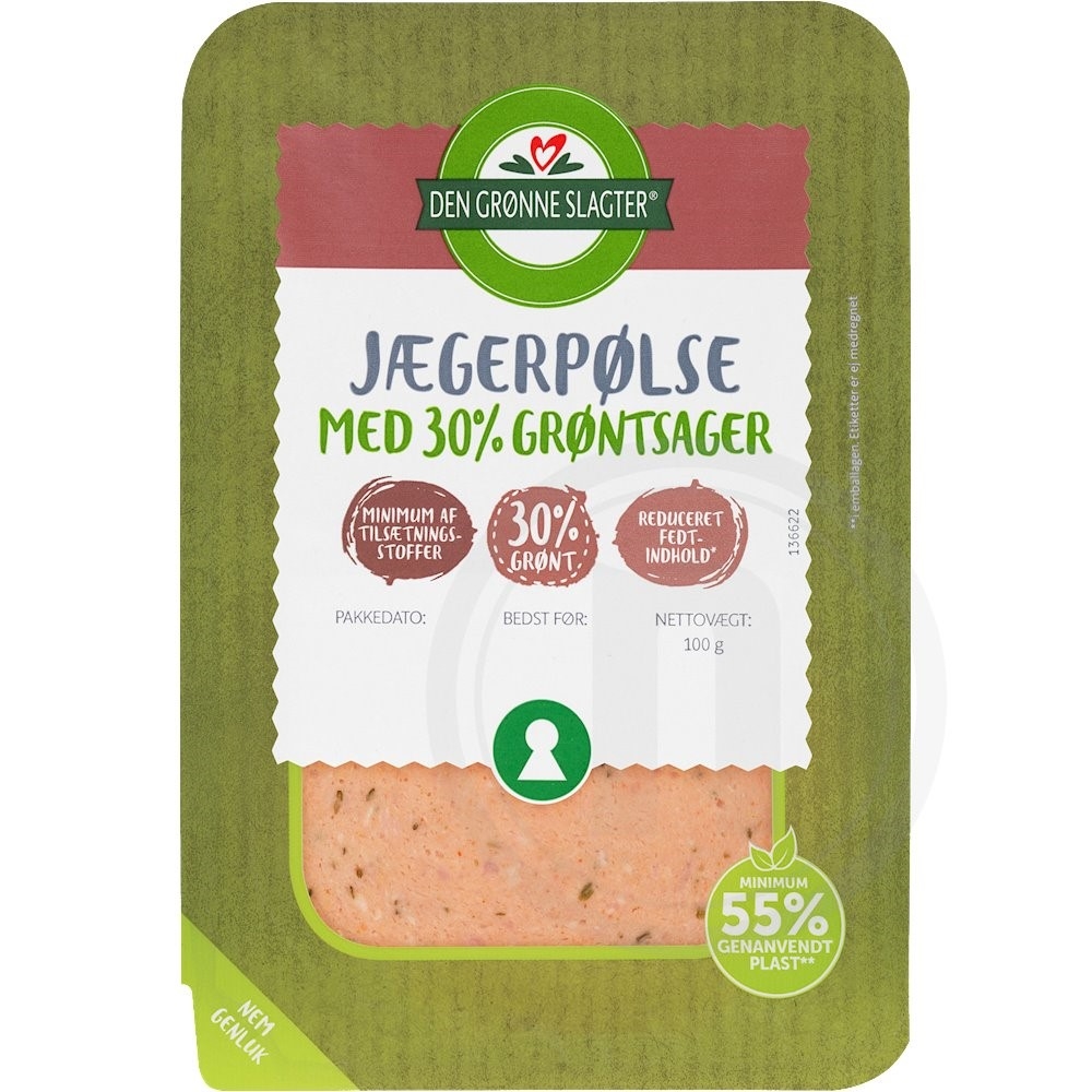 Jægerpølse m. 30% grønt